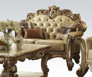 Acme Vendome Loveseat w/ 3 Pillows in Gold Patina 53001 - Michael's Discount Furniture