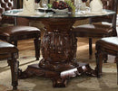 Acme Vendome Single Pedestal Dining Table with 54" Tempered Glass Top in Cherry 62010 - Michael's Discount Furniture