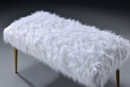 Bagley II White Faux Fur & Gold Bench - Michael's Discount Furniture