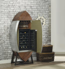 Brancaster Retro Brown Top Grain Leather & Aluminum Wine Cabinet & Cooler - Michael's Discount Furniture