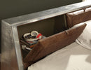 Brancaster Retro Brown Top Grain Leather & Aluminum Queen Bed - Michael's Discount Furniture
