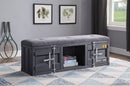Cargo Gray Fabric & Gunmetal Bench (Storage) - Michael's Discount Furniture