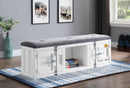 Cargo Gray Fabric & White Bench (Storage) - Michael's Discount Furniture