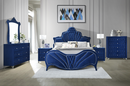 Dante Blue Velvet Eastern King Bed - Michael's Discount Furniture