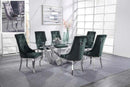 Dekel Clear Glass & Stainless Steel Dining Room Set - Michael's Discount Furniture