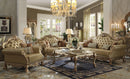 Dresden Bone PU & Gold Patina Sofa w/4 Pillows - Michael's Discount Furniture