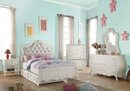 Edalene PU & Pearl White Twin Bed - Michael's Discount Furniture