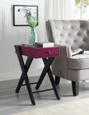 Fierce Burgundy & Black Side Table (USB Charging Dock) - Michael's Discount Furniture