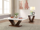 Forbes White Marble & Walnut Coffee Table - Michael's Discount Furniture