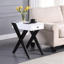 Fierce White & Black Side Table (USB Charging Dock) - Michael's Discount Furniture
