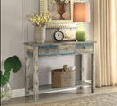 Glancio Antique White & Teal Console Table - Michael's Discount Furniture