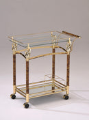 Helmut Gold Plated & Clear Glass - Tempered Serving Cart - Michael's Discount Furniture