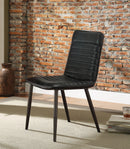 Hosmer Black Top Grain Leather & Antique Black Side Chair - Michael's Discount Furniture