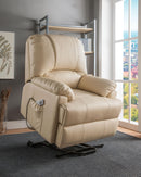 Ixora Beige PU Recliner w/Power Lift & Massage - Michael's Discount Furniture
