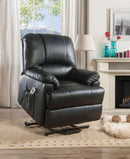 Ixora Black PU Recliner w/Power Lift & Massage - Michael's Discount Furniture
