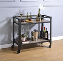 Jorgensen Rustic Oak & Charcoal Serving Cart - Michael's Discount Furniture