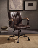 Joslin Distress Chocolate Top Grain Leather Office Chair - Michael's Discount Furniture