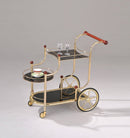 Lacy Gold Plated & Black Glass Serving Cart - Michael's Discount Furniture