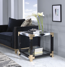 Lafty White Brushed & Clear Glass End Table - Michael's Discount Furniture