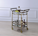 Lakelyn Brushed Bronze & Clear Glass Serving Cart - Michael's Discount Furniture