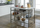 Lanzo Marble & Antique Pewter Kitchen Island (Counter) - Michael's Discount Furniture