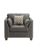 Laurissa Light Charcoal Linen Chair & 3 Pillows - Michael's Discount Furniture