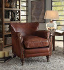 Leeds Vintage Dark Brown Top Grain Leather Accent Chair - Michael's Discount Furniture