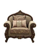 Mehadi Velvet & Walnut Chair & 2 Pillows - Michael's Discount Furniture