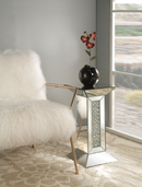 Nysa Mirrored & Faux Crystals Pedestal Stand - Michael's Discount Furniture