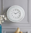Nysa Mirrored & Faux Crystals Wall Clock - Michael's Discount Furniture