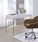 Ottey White High Gloss & Gold Desk - Michael's Discount Furniture