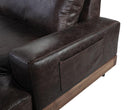 Silchester Oak & Distress Chocolate Top Grain Leather Sofa - Michael's Discount Furniture
