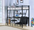 Senon Silver & Black Loft Bed & Desk - Michael's Discount Furniture