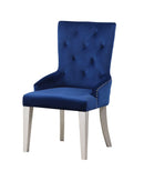 Varian Blue Fabric & Antique Platinum Side Chair (1Pc) - Michael's Discount Furniture