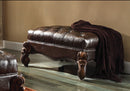 Versailles 2-Tone Dark Brown PU & Cherry Oak Ottoman - Michael's Discount Furniture