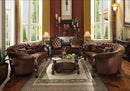 Versailles Brown Velvet & Cherry Oak Sofa w/5 Pillows - Michael's Discount Furniture