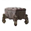 Versailles Fabric & Antique Platinum Vanity Stool - Michael's Discount Furniture