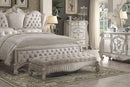 Versailles Ivory Fabric & Bone White Bench - Michael's Discount Furniture