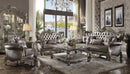Versailles Silver PU & Antique Platinum Sofa w/6 Pillows - Michael's Discount Furniture