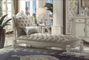 Versailles Vintage Gray PU & Bone White Chaise & Pillow - Michael's Discount Furniture