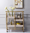 Vorrik Gold & White-Washed Serving Cart - Michael's Discount Furniture