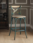 Zaire Antique Turquoise & Antique Oak Bar Chair (1Pc) - Michael's Discount Furniture