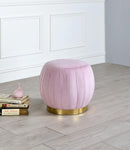 Zinnia Pink Carnation Velvet & Gold Ottoman - Michael's Discount Furniture