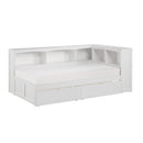 Galen-(4) Twin Bookcase Corner Platform Bed with Storage Boxes image