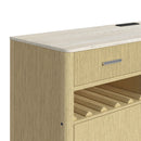 Cambrie Buffet with LED and Power in Off-White and Natural - Michael's Discount Furniture