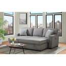 Caracas Sectional Sleeper Chofa with Pull Bed, Drop Table & USB in Palmer Grey