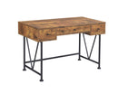 Analiese 3-drawer Writing Desk Antique Nutmeg and Black - Michael's Discount Furniture