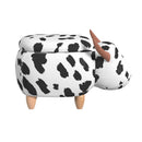 Cow Storage Stool in White and Black - Michael's Discount Furniture