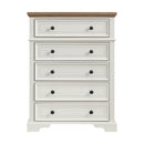 Eastwood Youth 5-Drawer Chest in Brown and Off-White - Michael's Discount Furniture