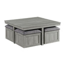 Uster Coffee Table W/Four storage Stools Grey - Michael's Discount Furniture